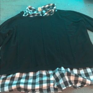 black white& grey checkerboard sweater with collar